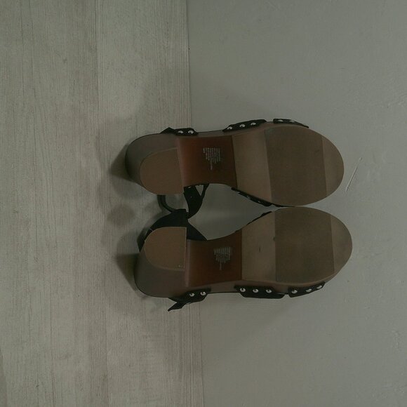 Torrid Black Bohemian Faux Suede & Faux Wood Knot Platform Block Heel Size 10 WW - Picture 14 of 14